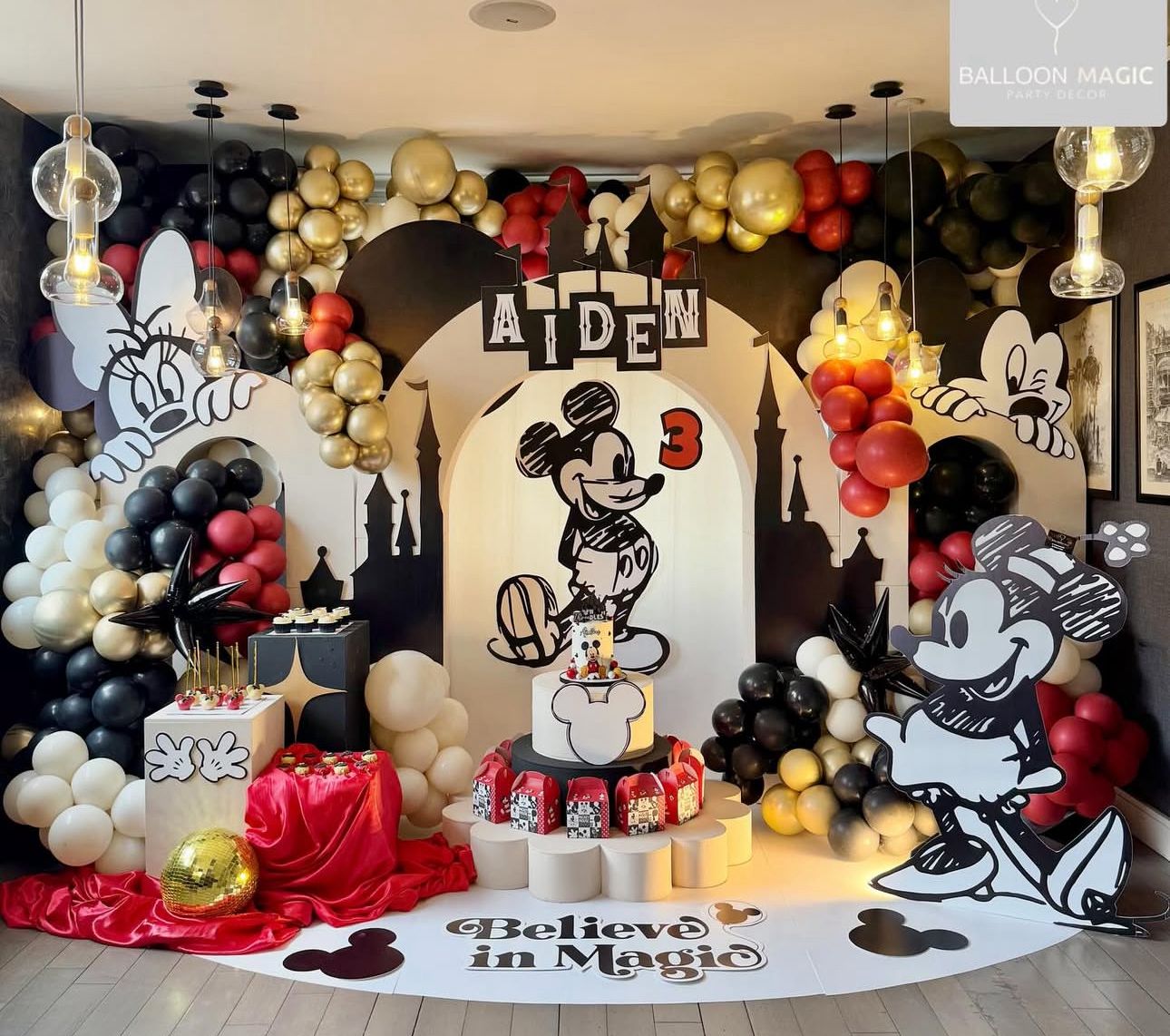Mickey Mouse Theme Balloon Decoration Backdrop for Kids Birthday