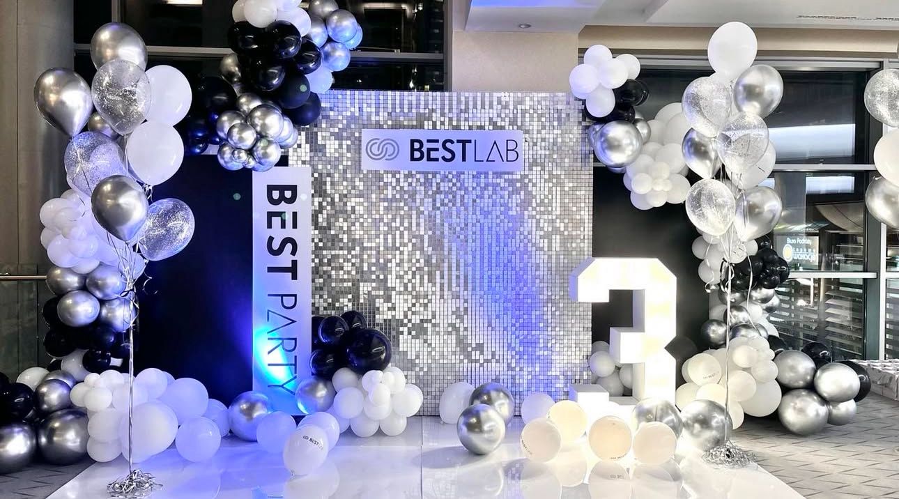 Silver & Black Shimmer Wall Party Backdrop with LED Number