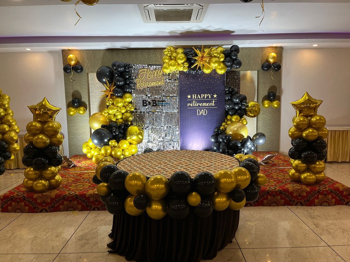 Elegant Black and Gold Retirement Party Decoration in Hyderabad | Hyderabadi Events