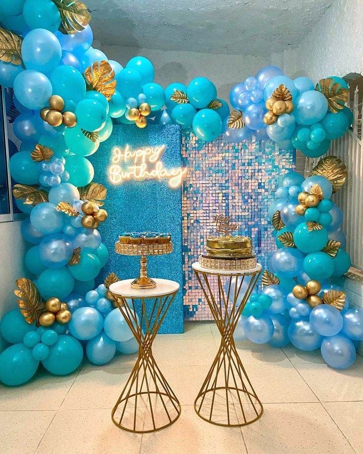 Aqua Sequin Birthday Decoration
