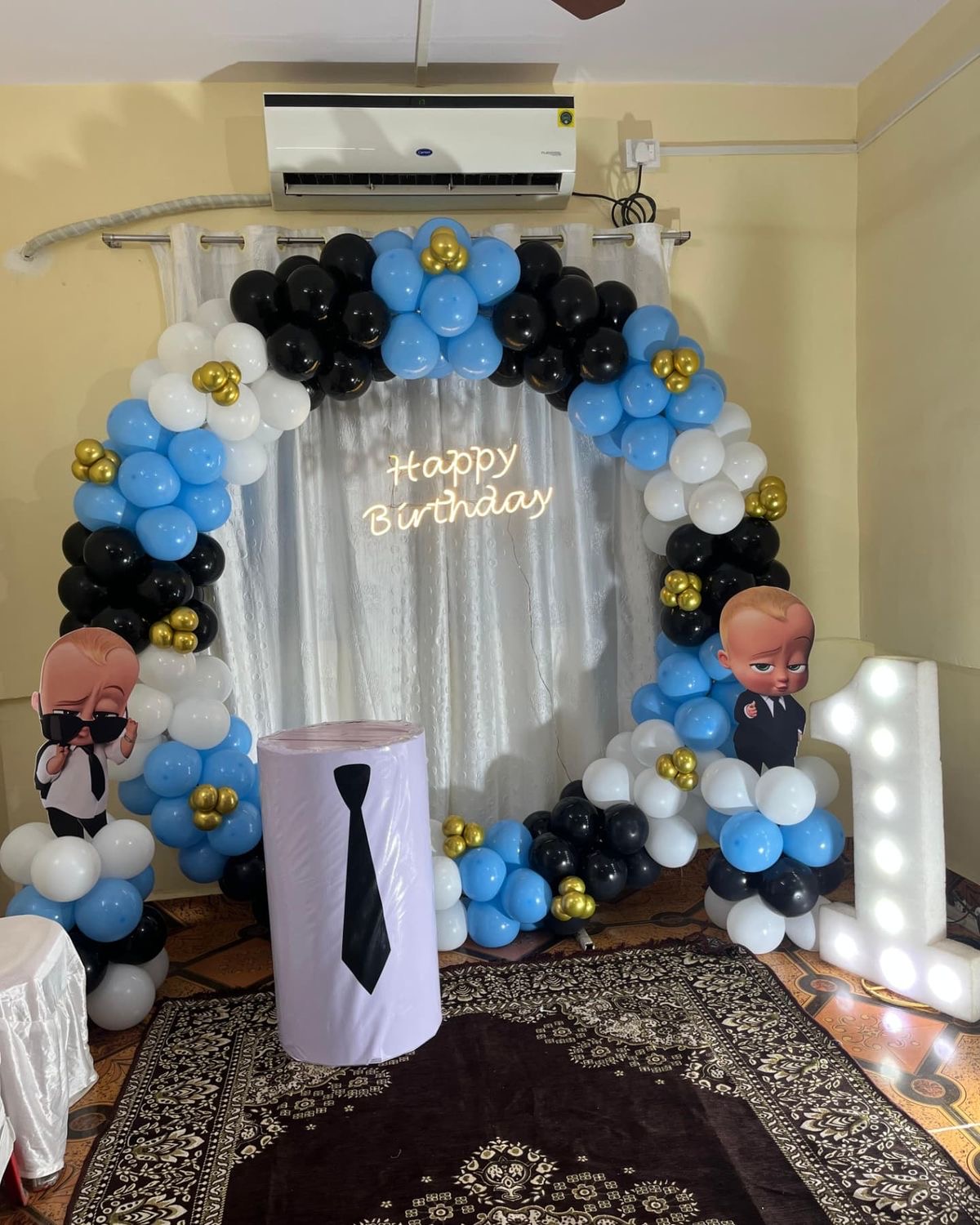 Black Blue Ring Birthday Decoration