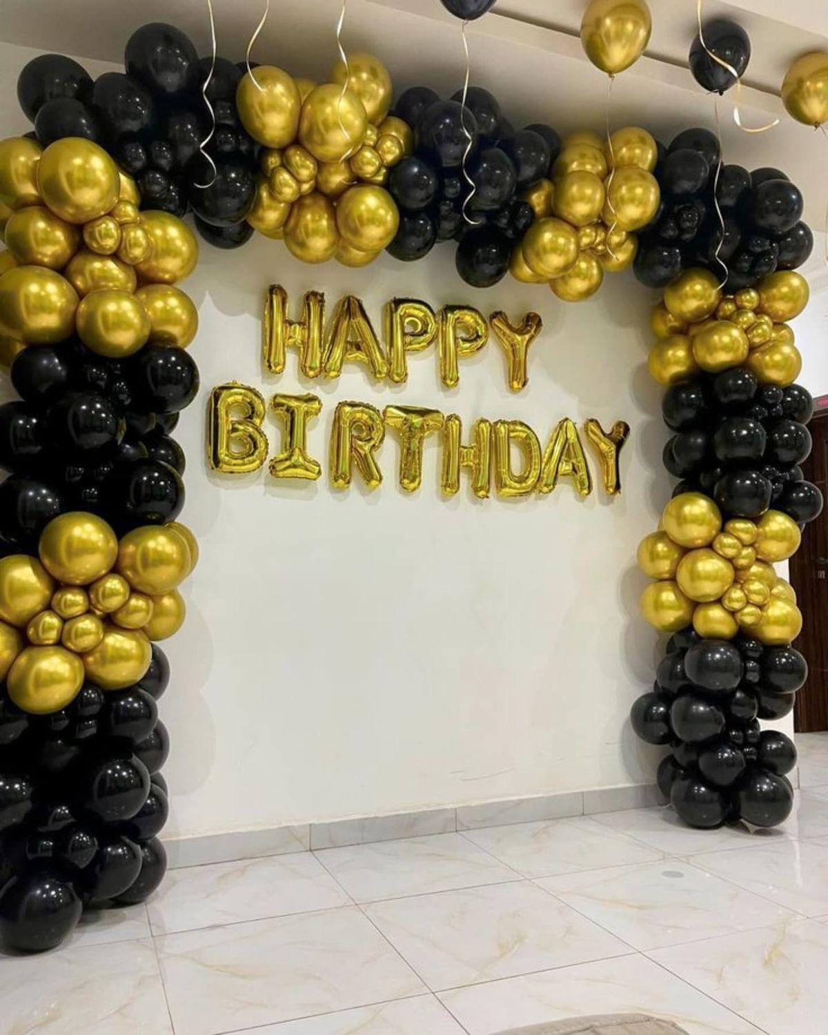 Black Gold Balloon Arch Decoration