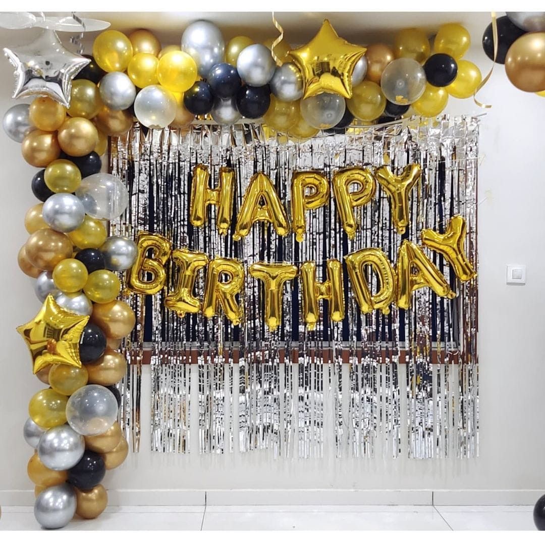 Black Gold Silver Birthday Decoration