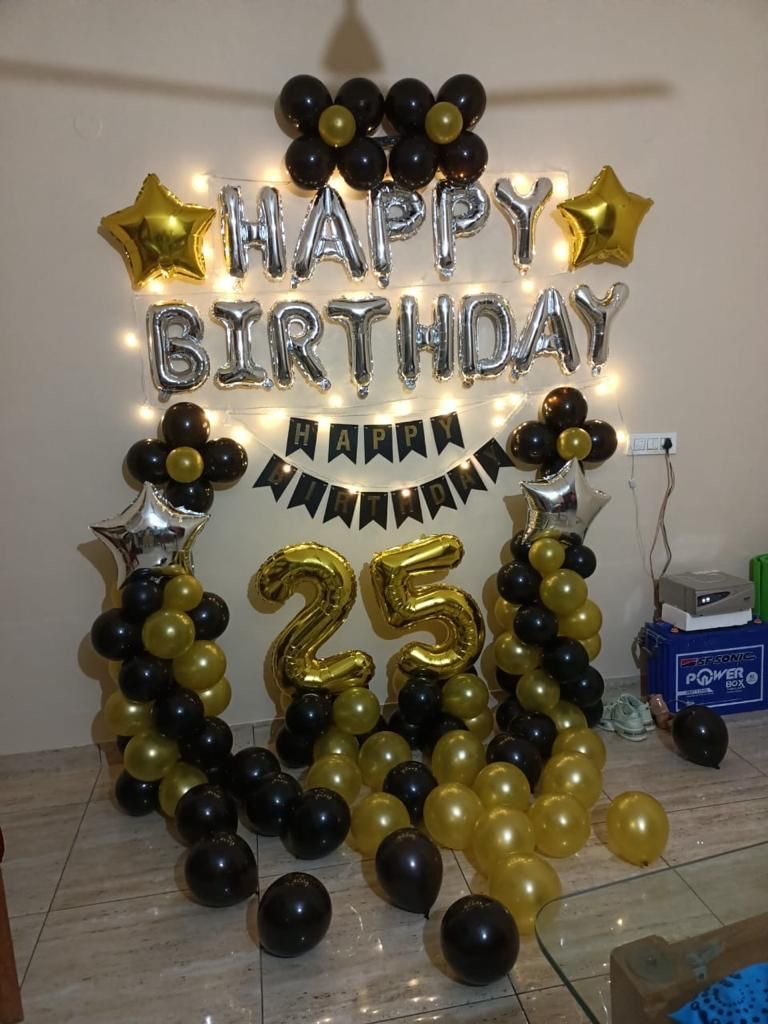 Black Gold Milestone Birthday Decoration