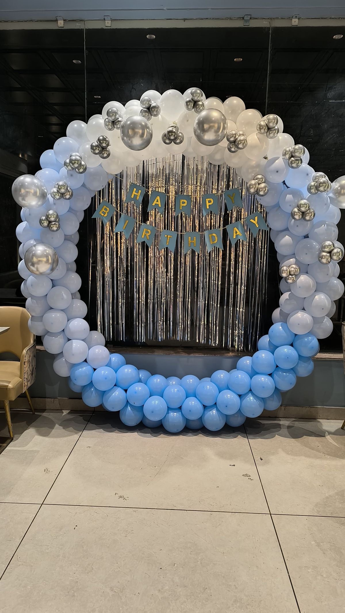 White Blue Silver Birthday Decoration