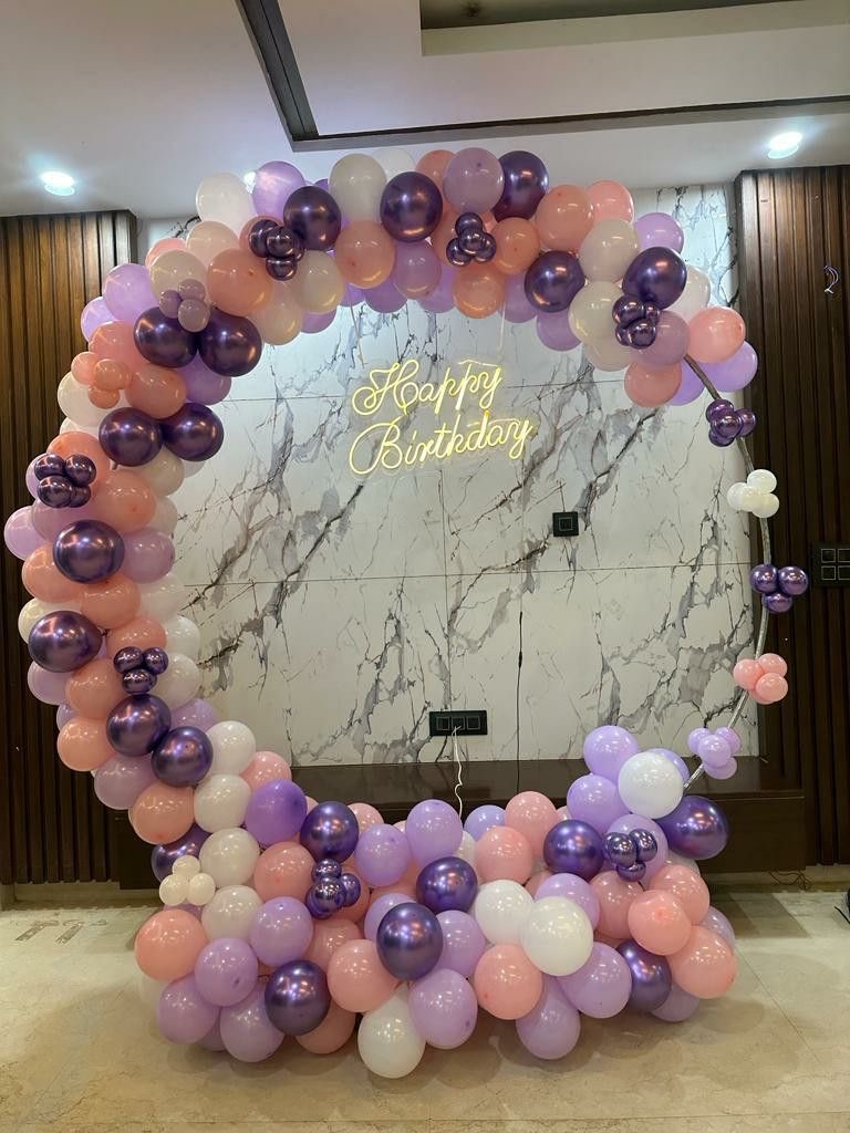 Peach Purple Pastel Birthday Decoration