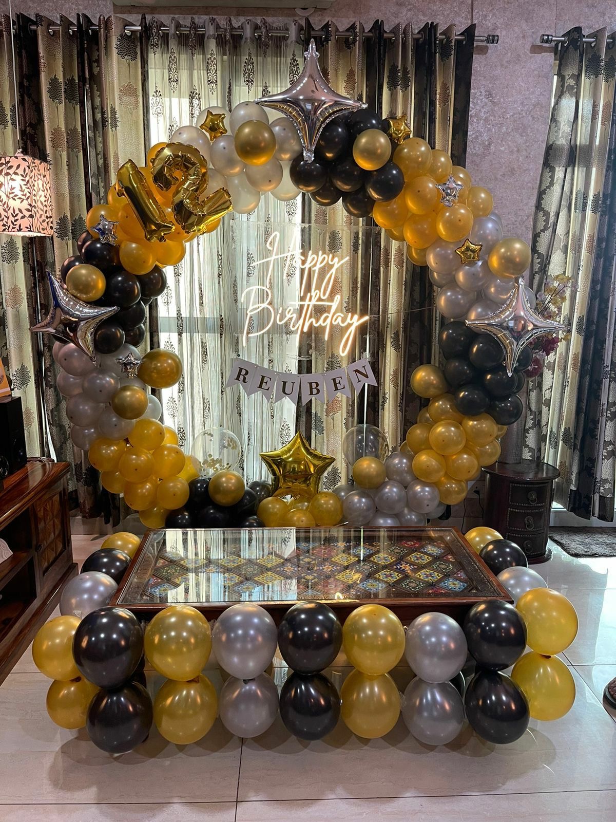 Personalized Black Gold Birthday Decoration