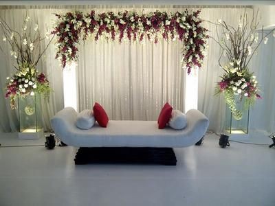 Luxury White Floral Wedding Stage Setup preview 1