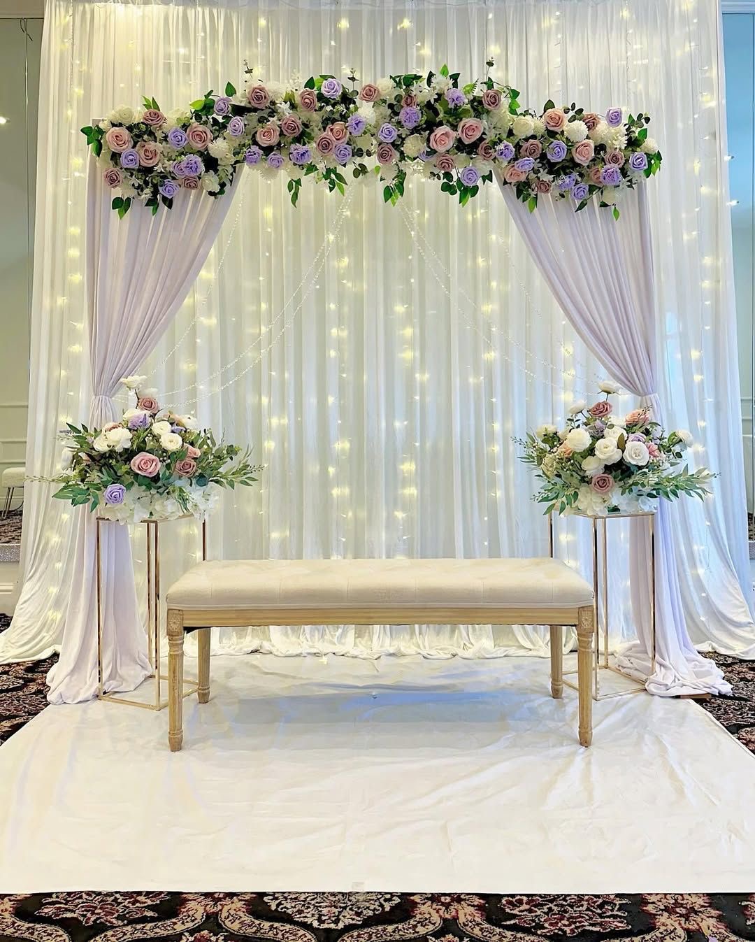 Minimal White Engagement Stage Decoration