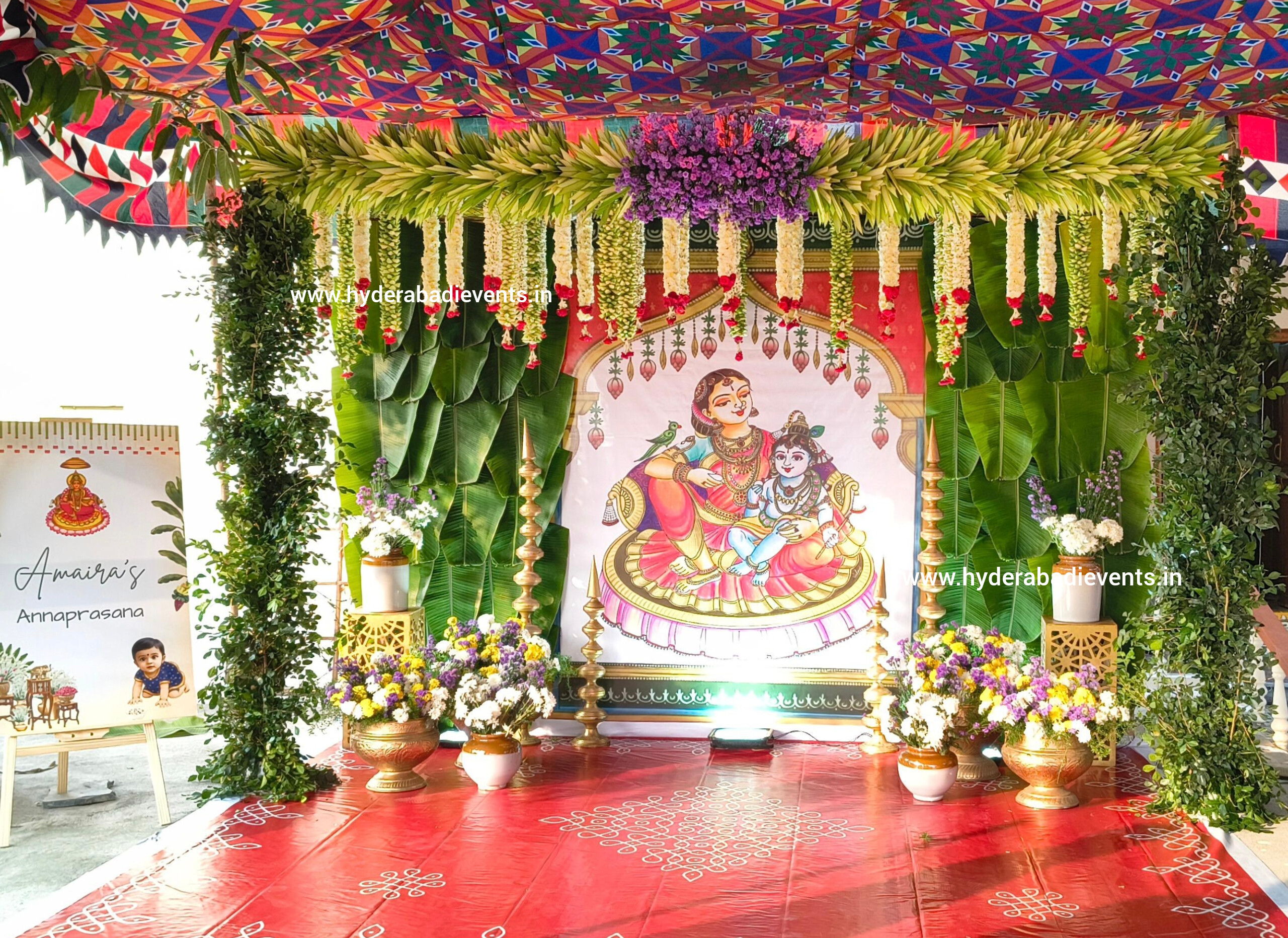 Annaprasana Traditional Banana Leaf Stage Decoration