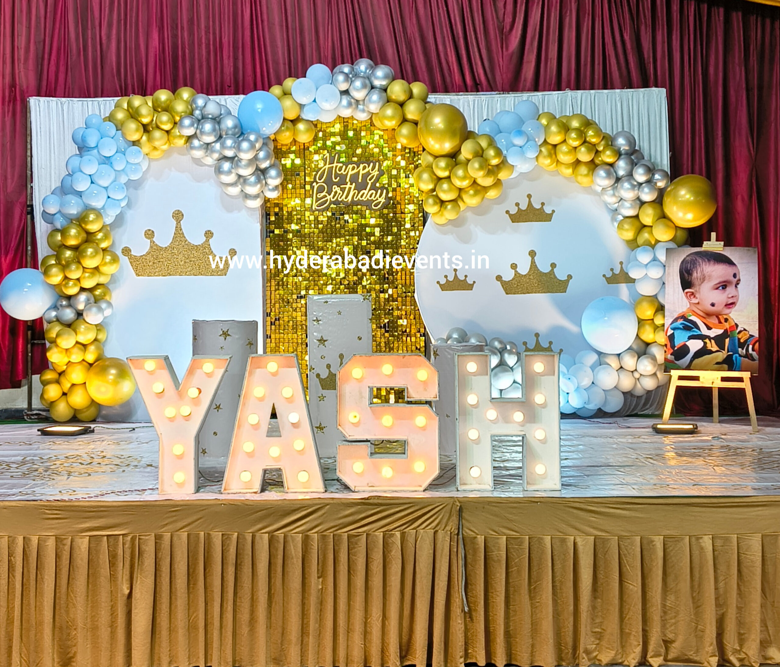 Royal Gold & Blue Birthday Decoration