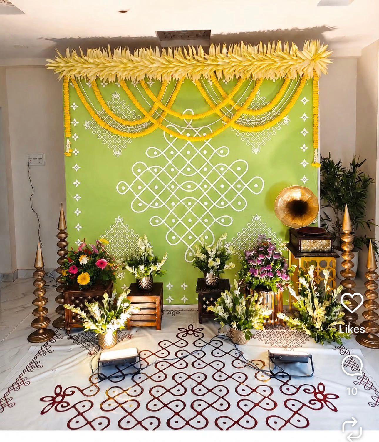 Green Palm Leaf Seemantham Decoration