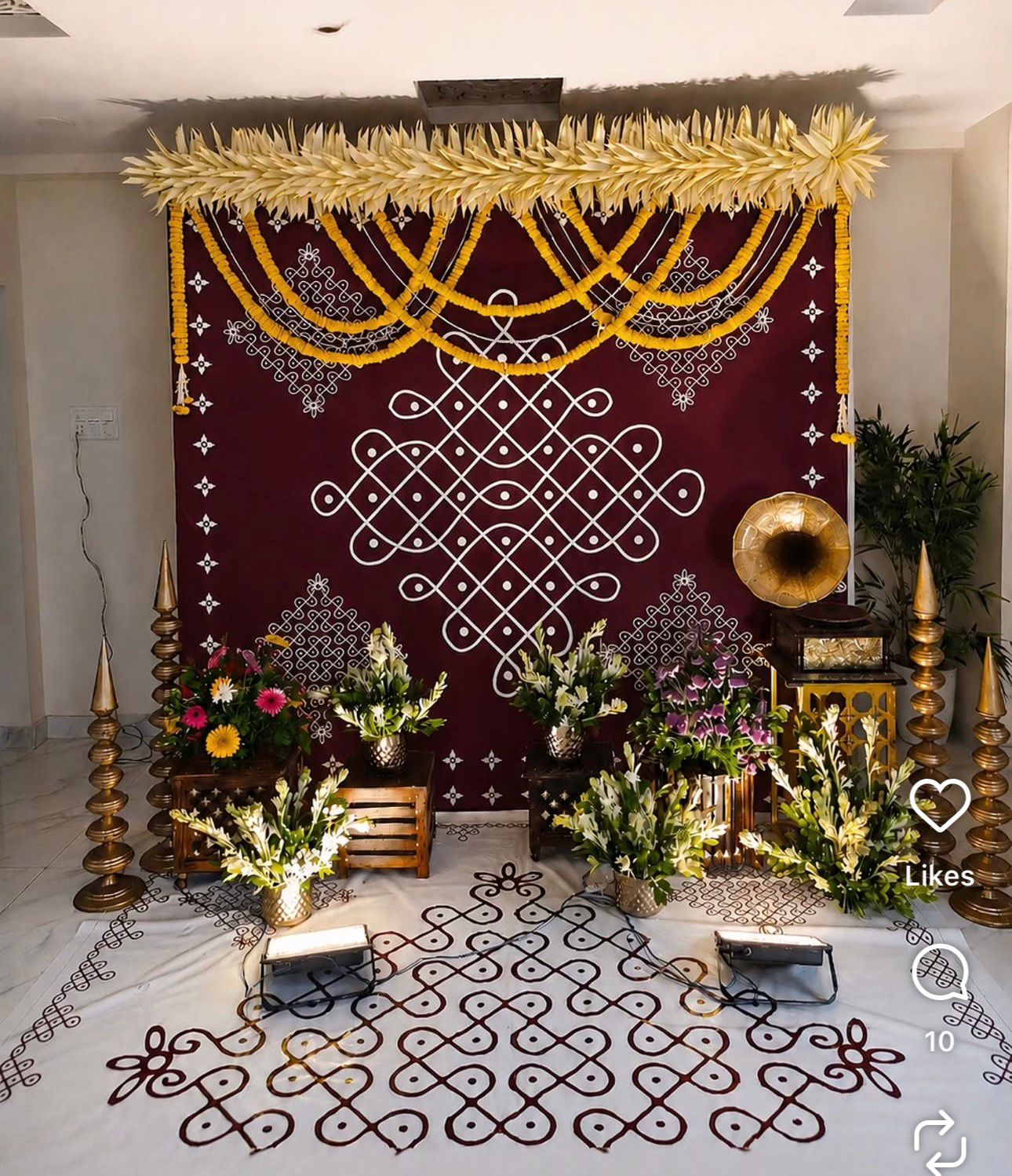 Burgundy Kolam Seemantham Decoration