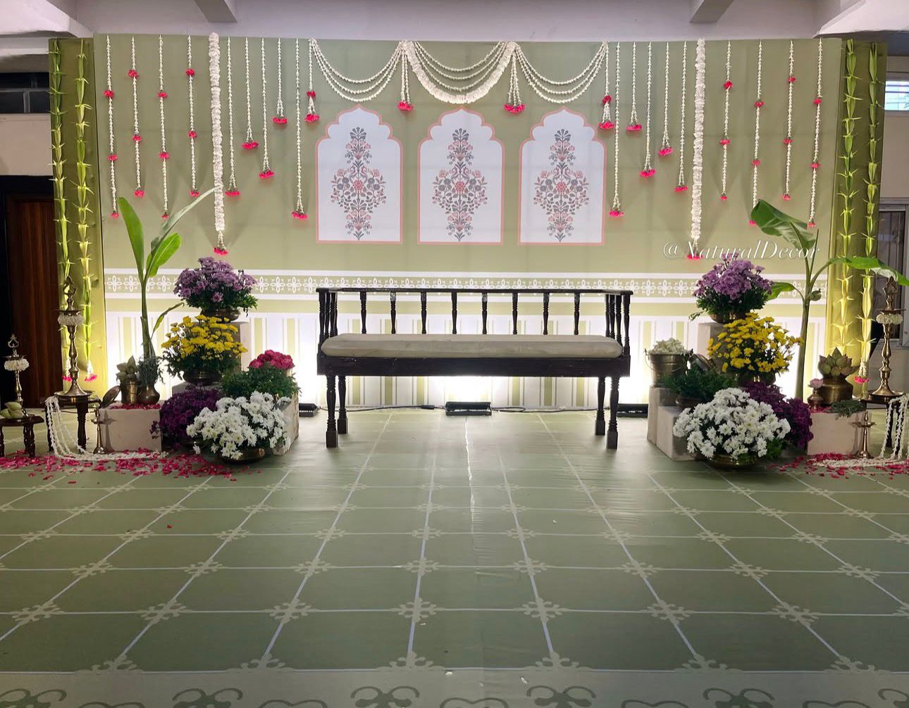 Premium Sage Green Seemantham Decoration