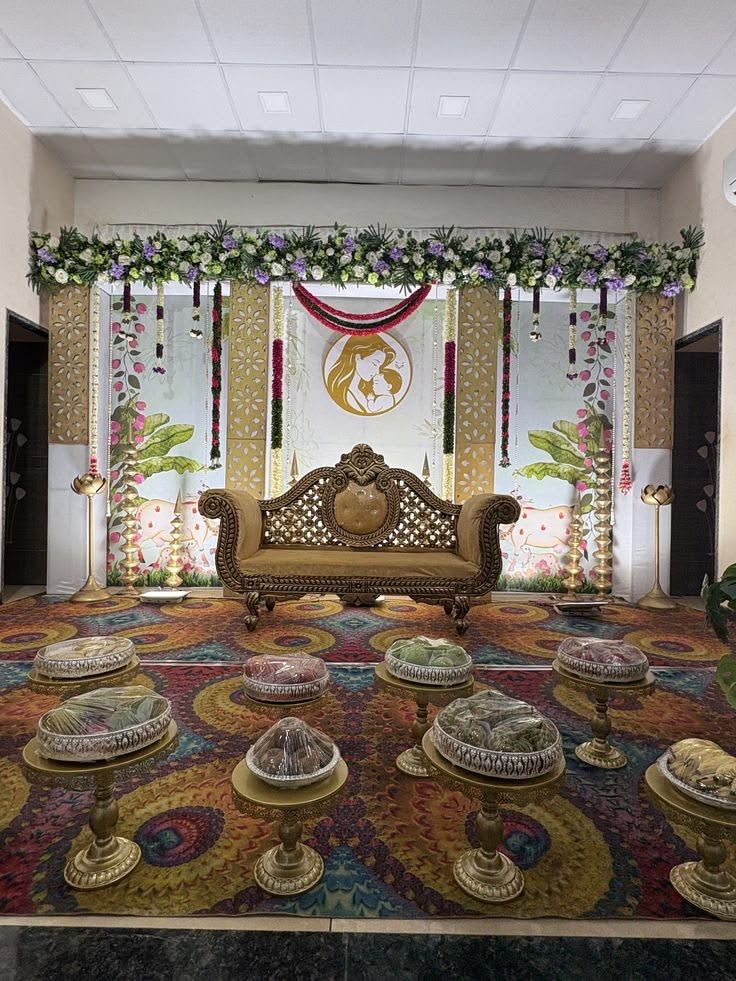 Premium Floral Seemantham Stage Decoration preview 1