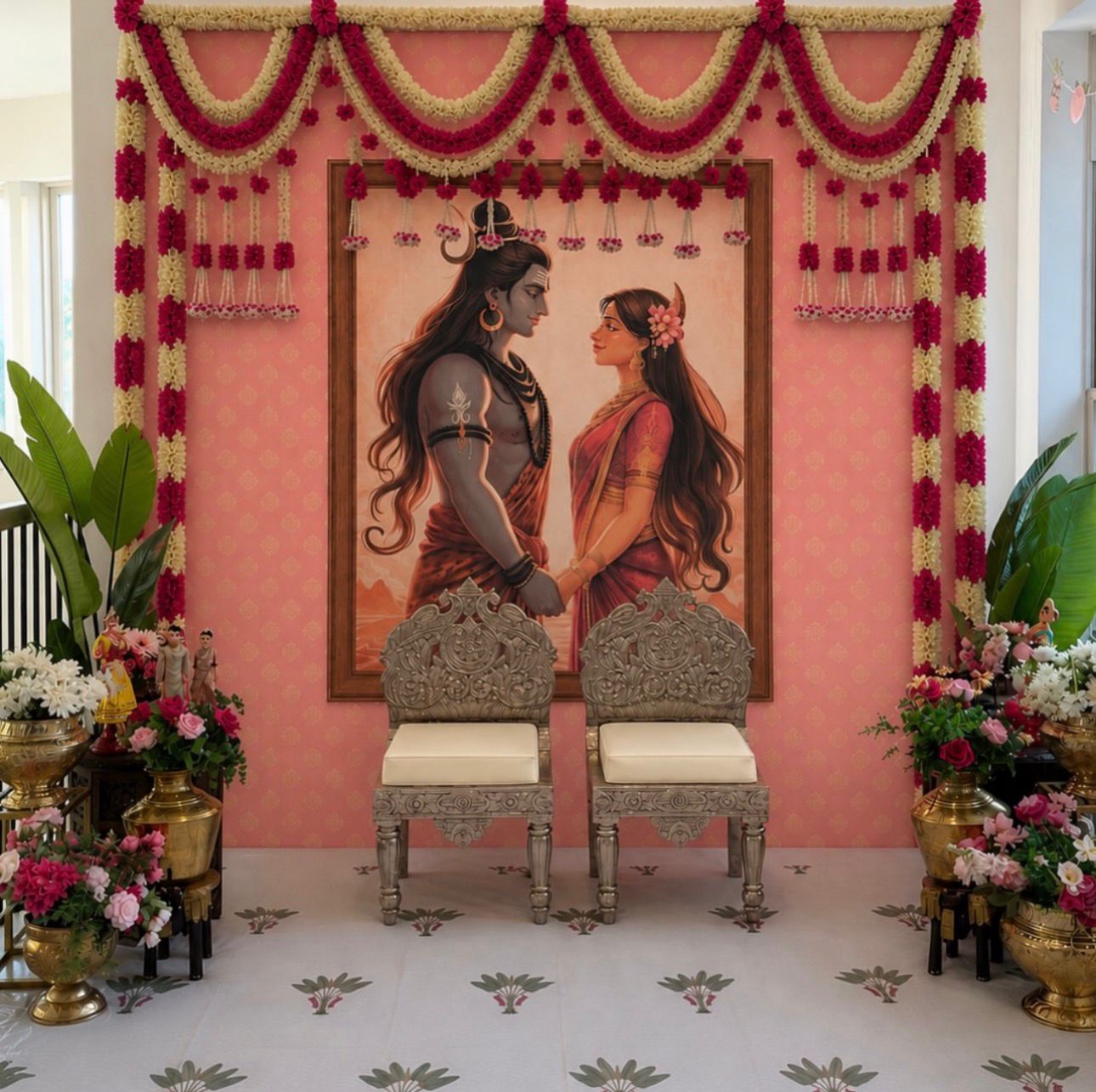 Shiva Parvati Theme Sreemantham Decoration