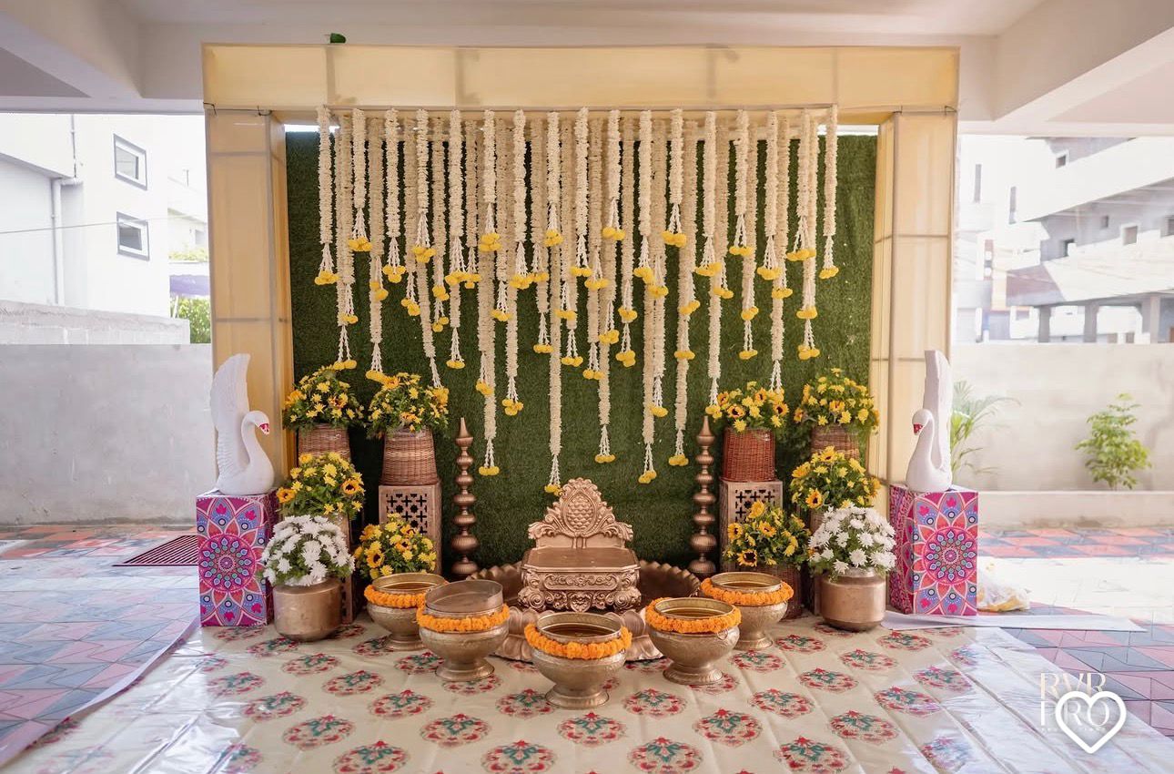 Jasmine Hanging Floral Backdrop Sreemantham Decoration