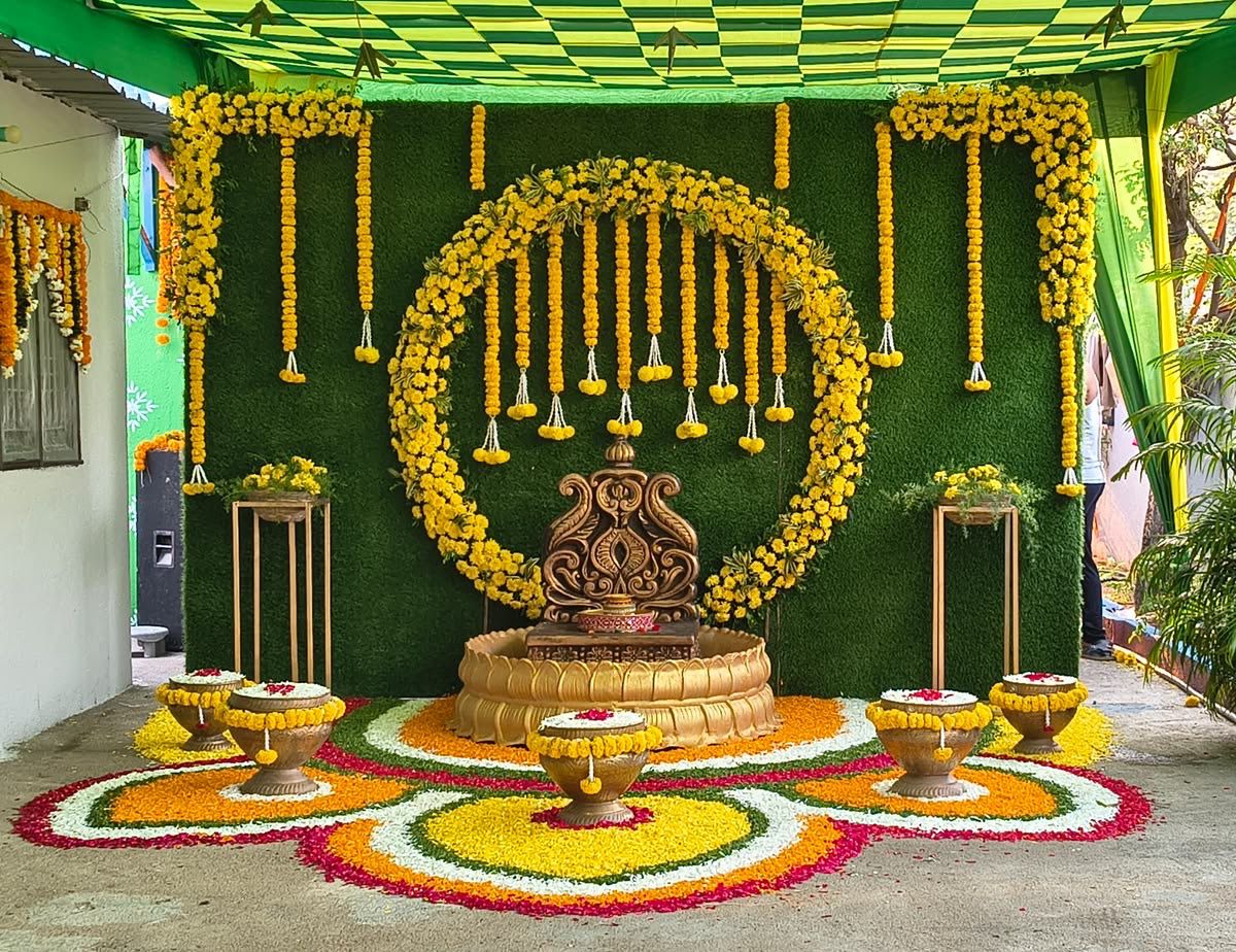 Premium Circular Marigold Ring Baby Shower & Sreemantham Decoration