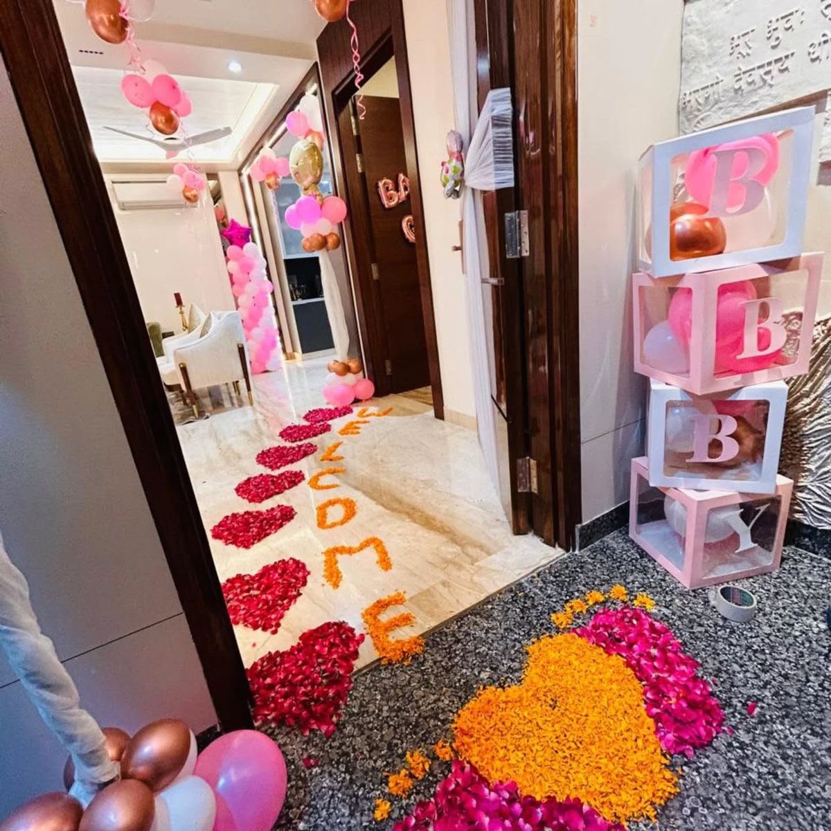 Premium Welcome Baby Girl Home Decoration with Pink Balloon Theme