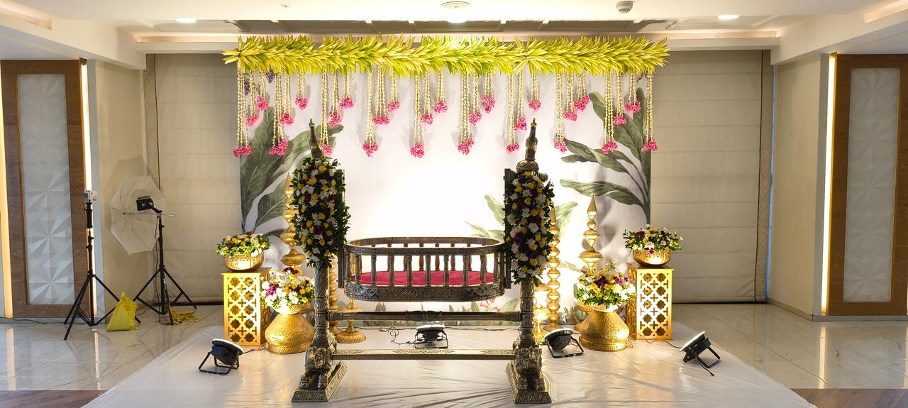 Premium Traditional Cradle Ceremony Stage Decoration