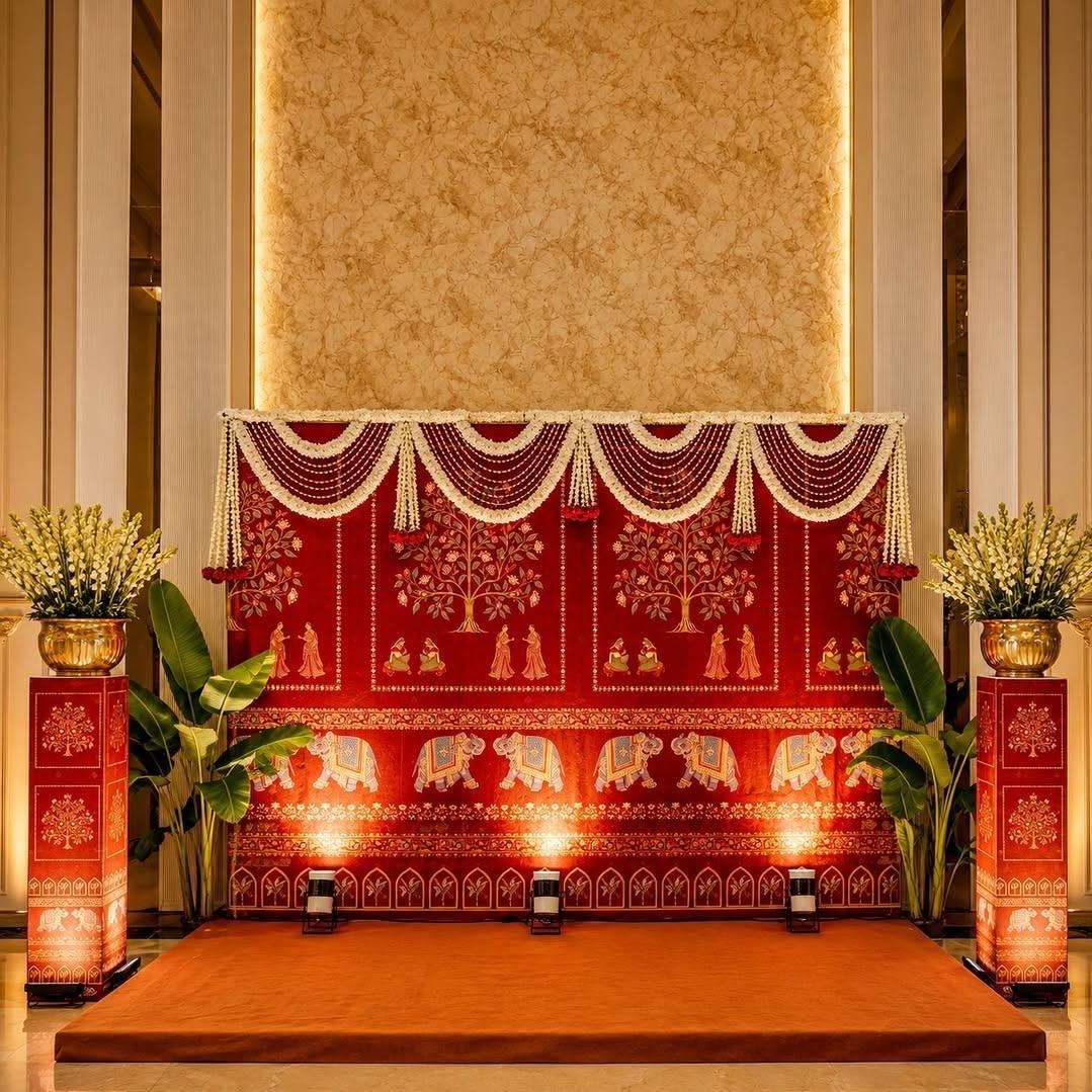 White and Green Luxury Floral Stage Decoration