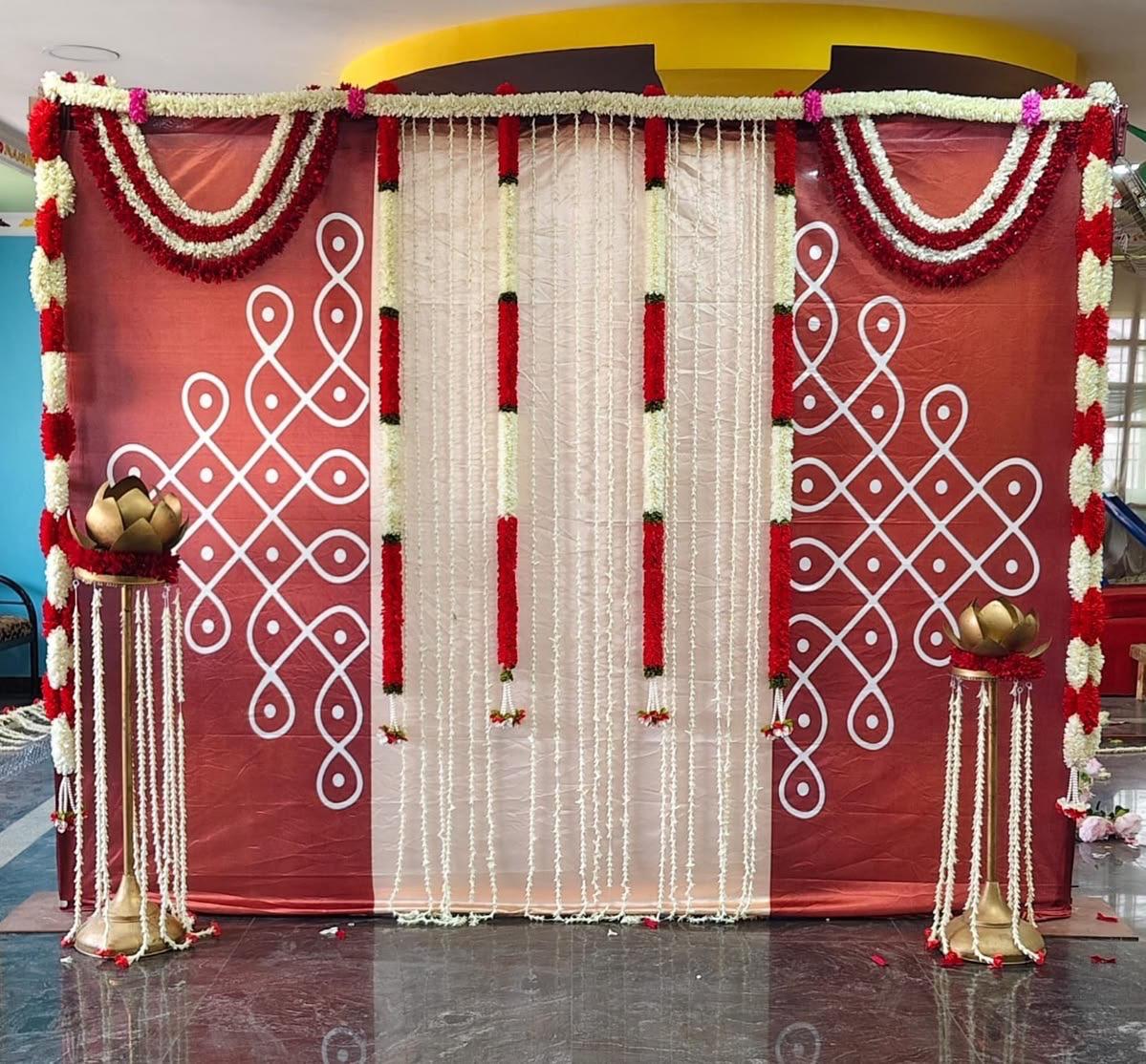Red and White Traditional Function Backdrop