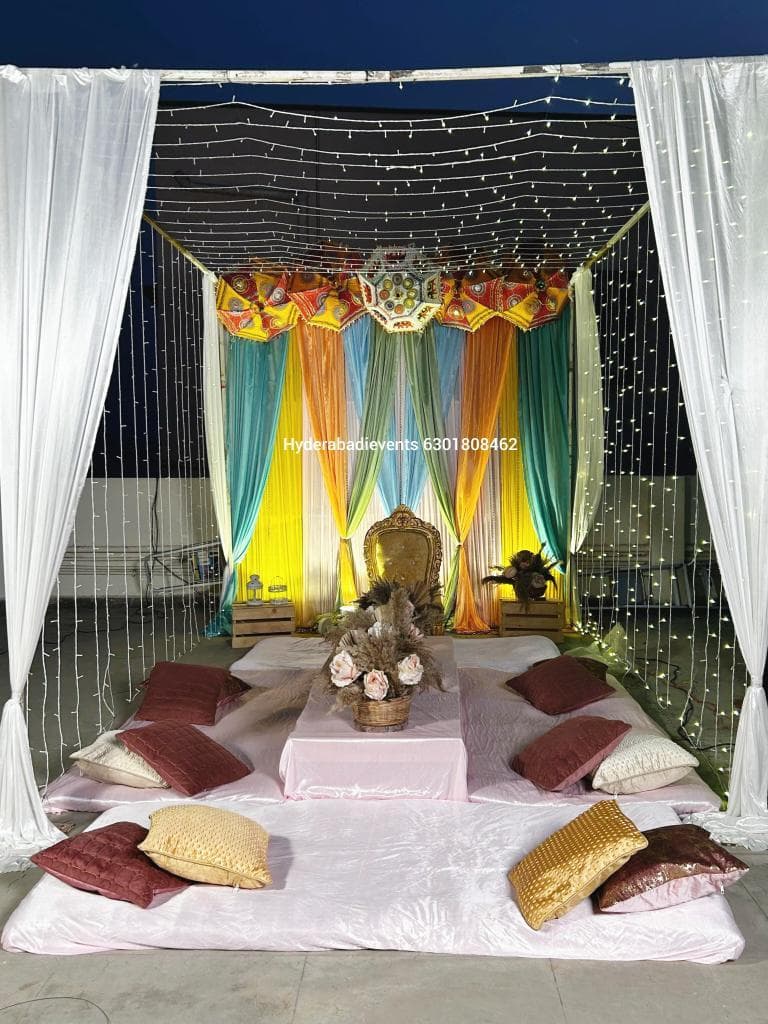 Elegant Cabana Style Mehendi Setup for a Dreamy Celebration