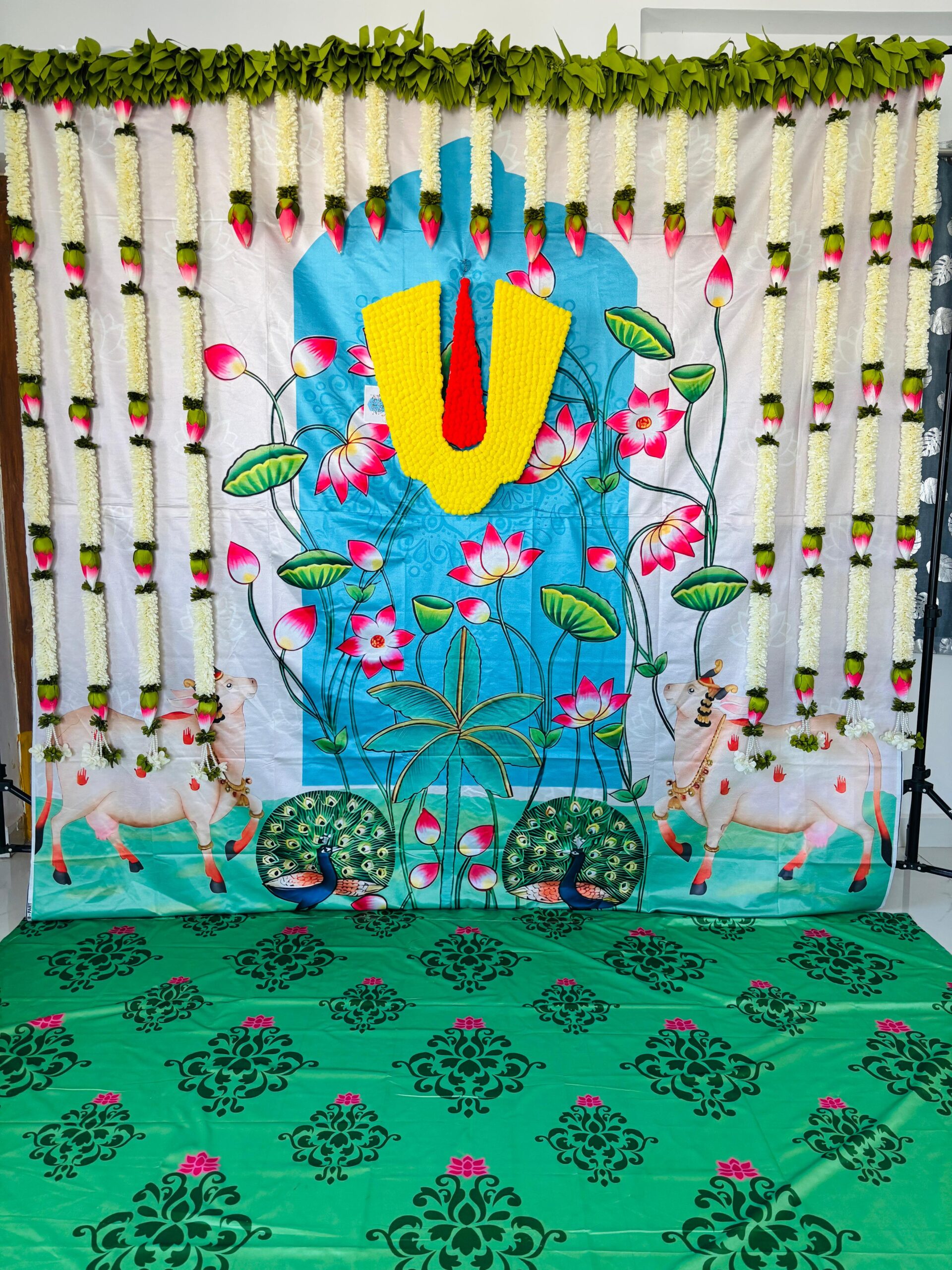 Traditional Lotus Vaishnav Backdrop Rental Hyderabad