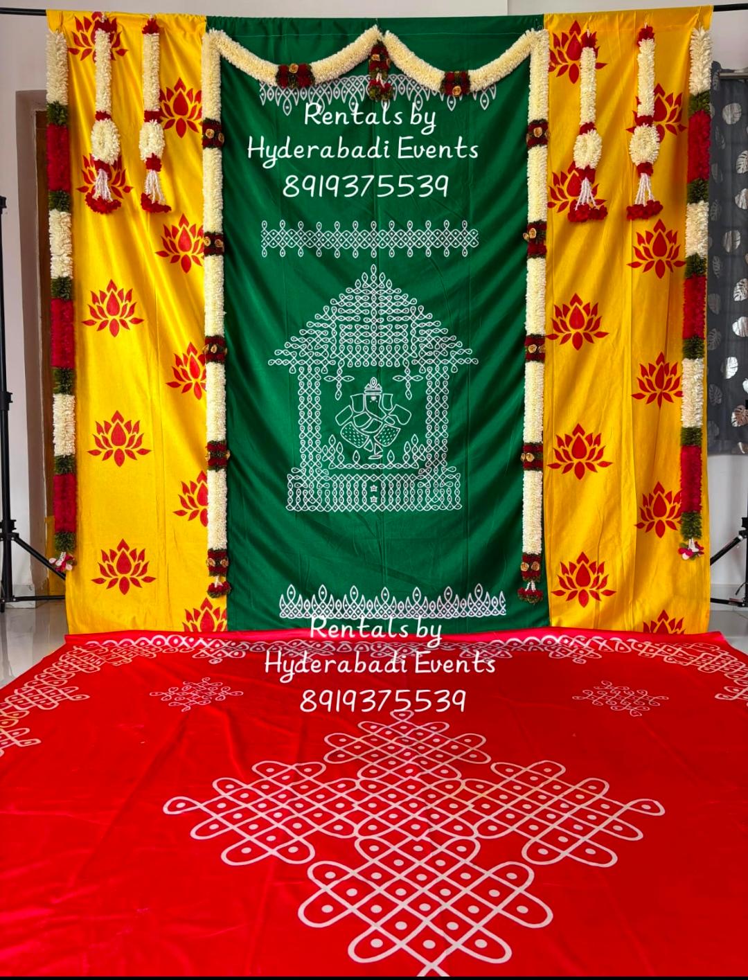 Traditional Ganesha Pooja Backdrop Rental Hyderabad