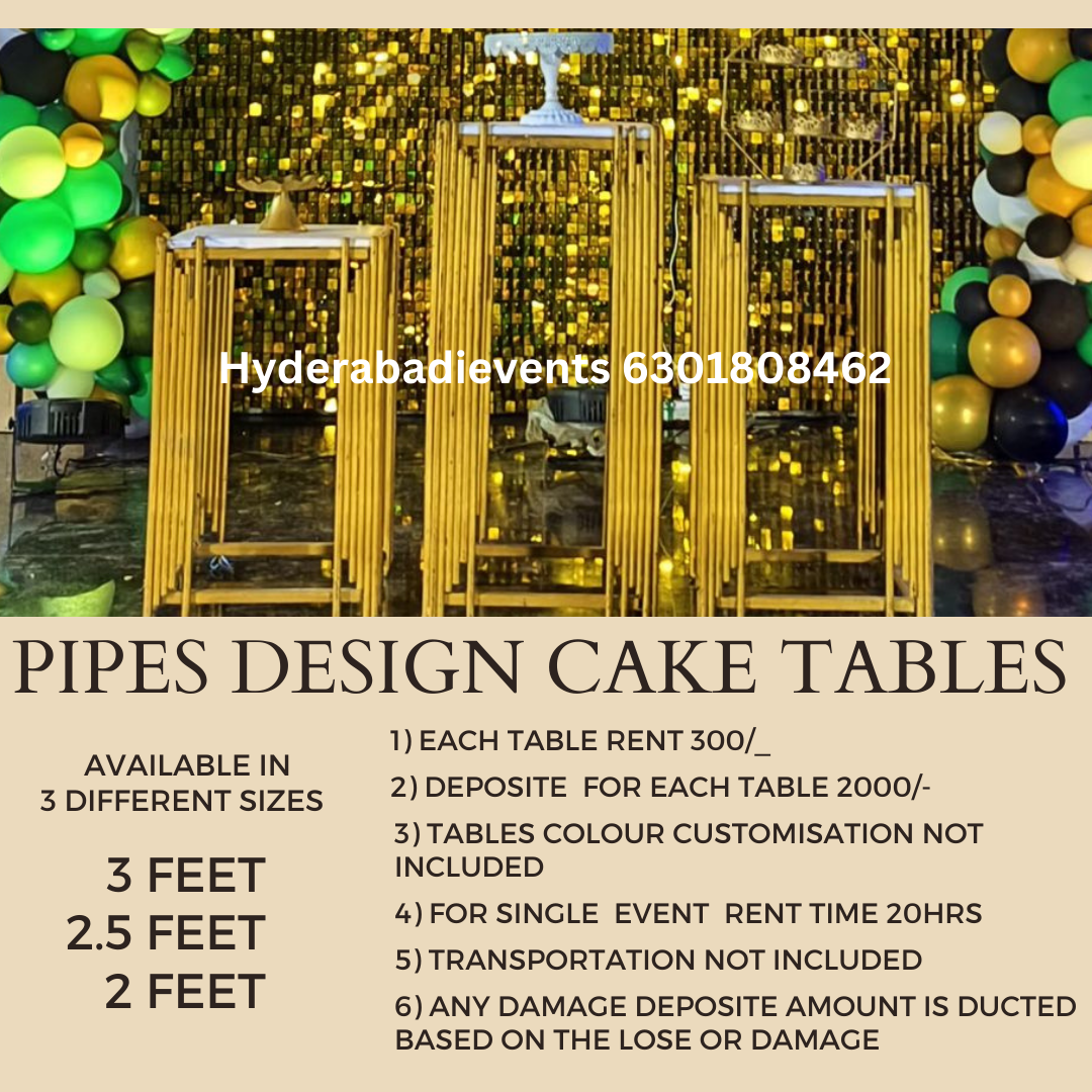 Pipes Design Cake Tables For Rent Available In 3 Different Sizes