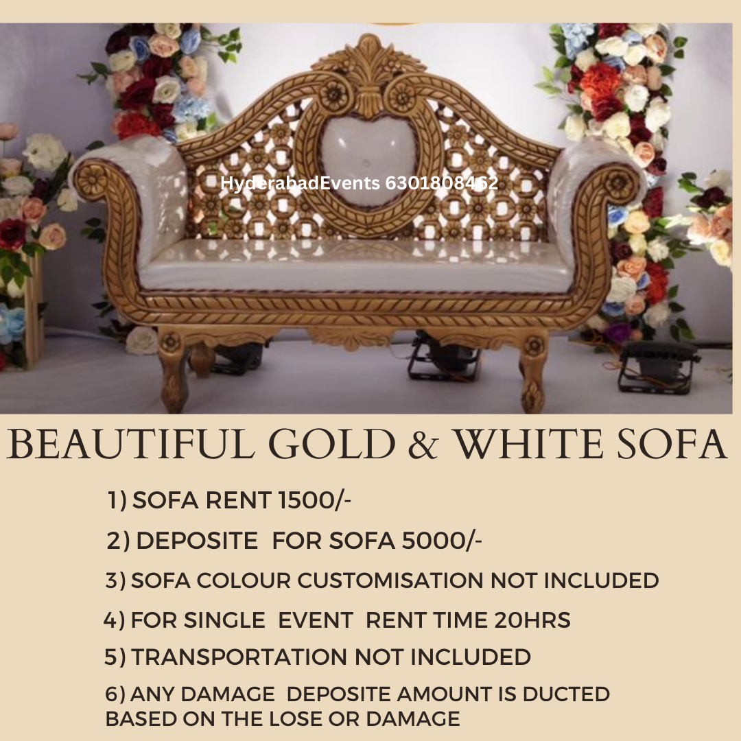 Gold & White Sofa Rent Available
