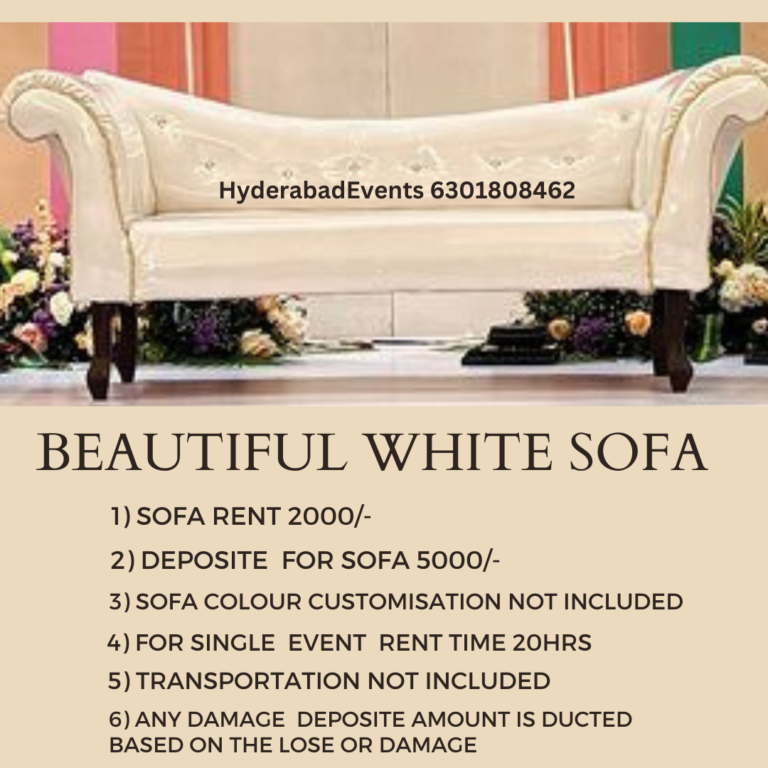 Pure White Sofa Rent Available