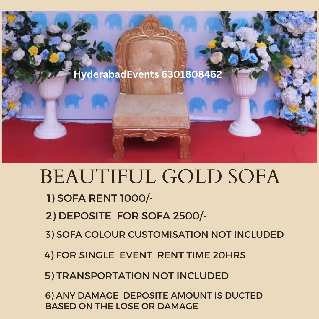 Gold Small Single Sofa Rent Available