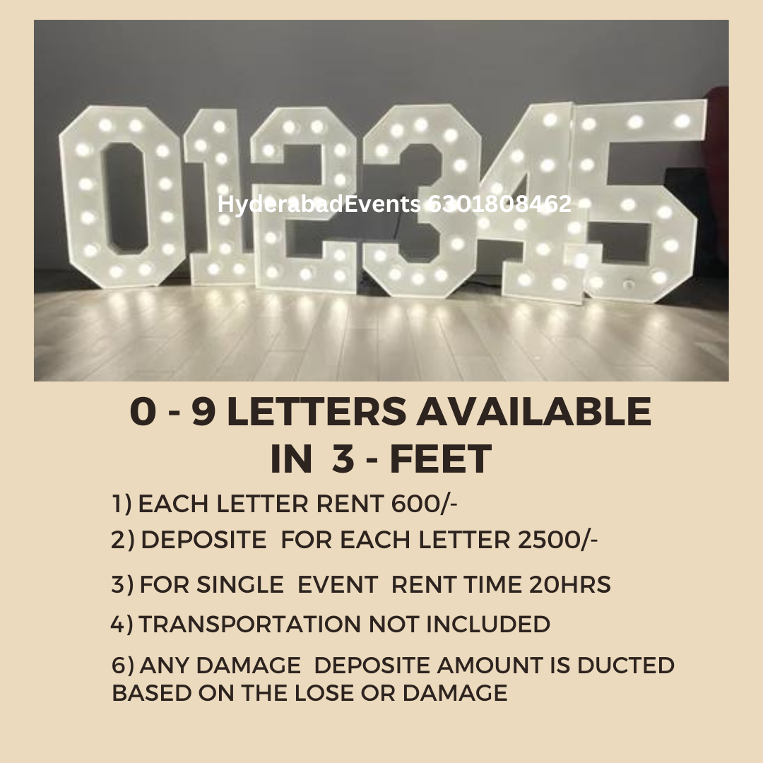 0 to 9 , 3 Feet Letters Rent Available
