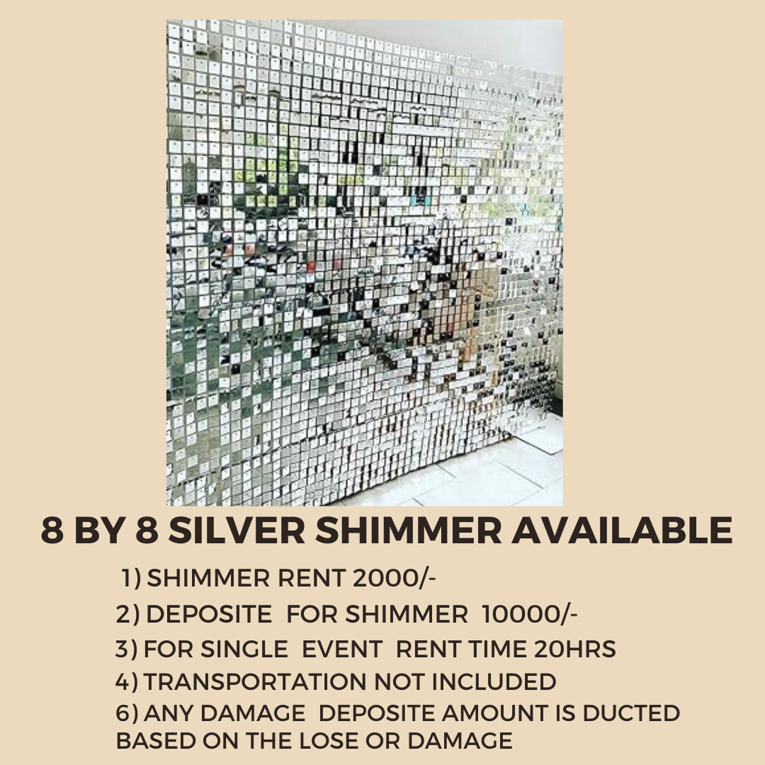 8 By 8 Feet  Silver Shimmer Rent Available