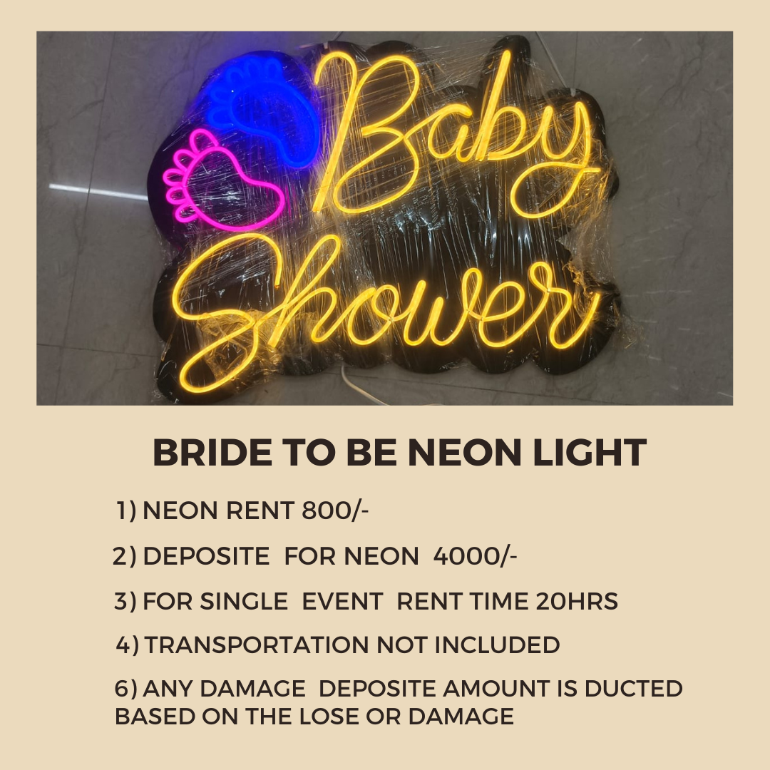 Baby Shower Neon Light Rent Available