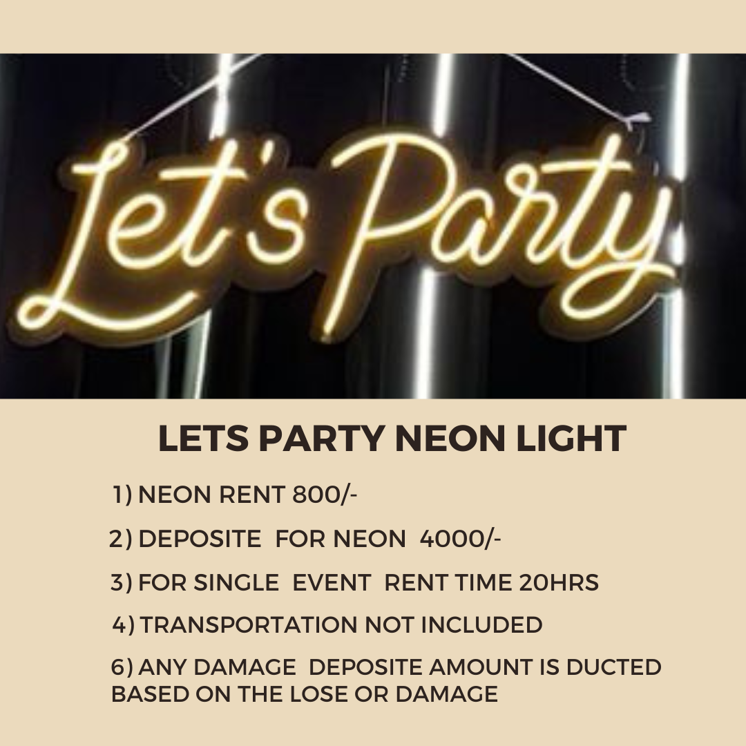 Lets Party Neon Light Rent Available